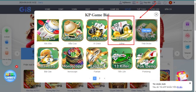 Giao diện game bài liêng tại GI8 Giao diện game bài liêng tại GI8