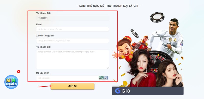 Các bước đăng ký đại lý GI8 Các bước đăng ký đại lý GI8
